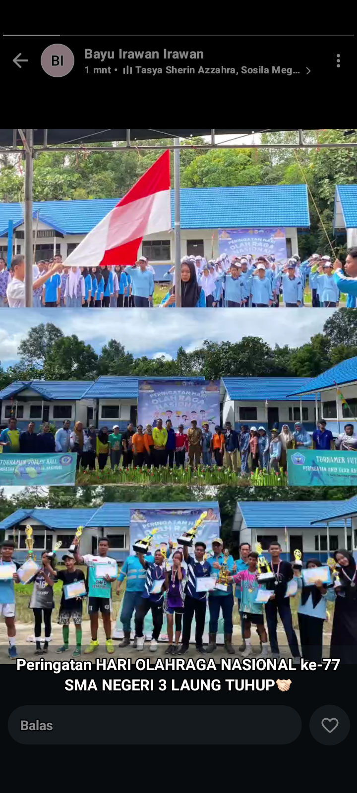 PERINGATAN HARI OLAH RAGA NASIONAL ( HAORNAS )TAHUN 2025 SMA NEGERI 3 LAUNG TUHUP